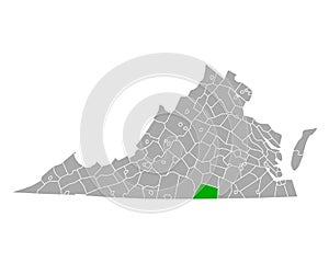 Map of Mecklenburg in Virginia