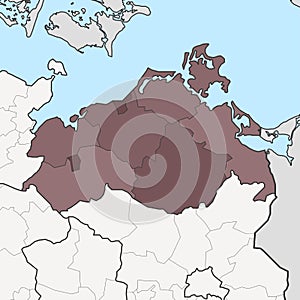 Map of Mecklenburg-Vorpommern with neighboring federal states