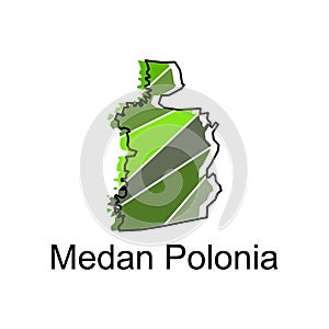 Map of Medan Polonia City modern outline, High detailed vector illustration Design Template, suitable for your company photo