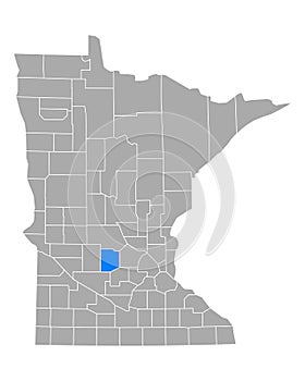 Map of Meeker in Minnesota