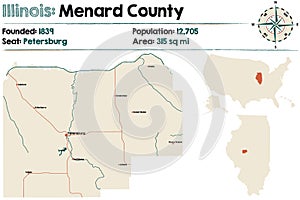 Map of Menard County in Illinois