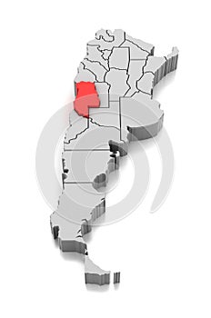 Map of Mendoza Province, Argentina.