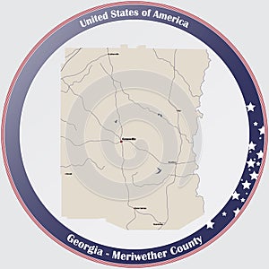 Map of Meriwether County in Georgia