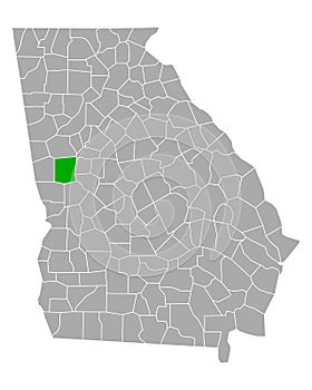 Map of Meriwether in Georgia