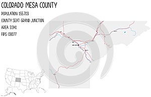 Map of Mesa County in Colorado, USA.