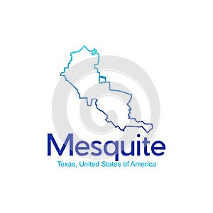 Map Of Mesquite Texas City Line Modern