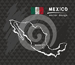 Map of Mexico, Chalk sketch vector illustration