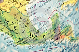 Map of Mexico close-up image
