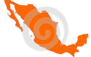 Map of Mexico in orange