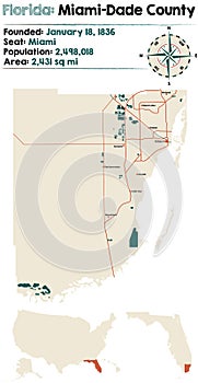 Map of Miami-Dade County in Florida