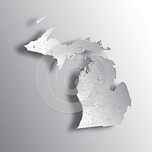 Map of Michigan with lakes and rivers.