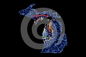 Map of Michigan, Polygonal mesh line map
