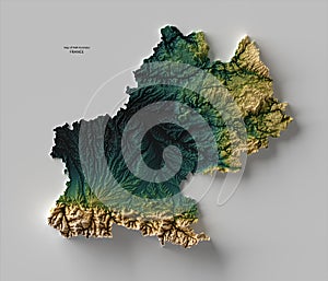 Map of Midi-PyrÃ©nÃ©es, France (3D rendering)