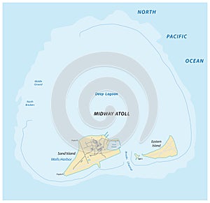 Map of the Midway Atoll in the Northern Pacific Ocean