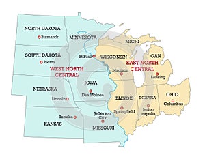 Map of the Midwest United States of America photo