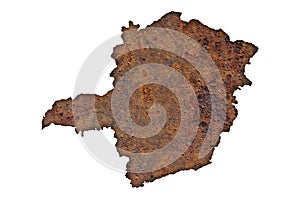 Map of Minas Gerais on rusty metal