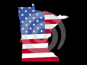 Map of Minnesota with flag