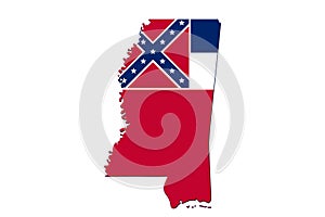 Map of Mississippi in the Mississippi flag colors