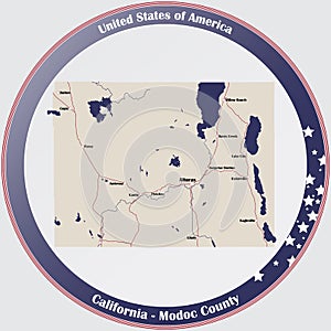 Map of Modoc County in California