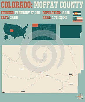 Map of Moffat County in Colorado