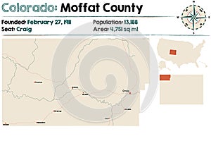 Map of Moffat County in Colorado