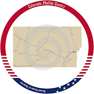 Map of Moffat County in Colorado, USA