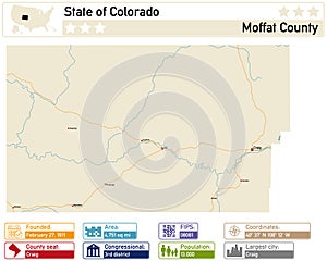 Map of Moffat County in Colorado USA