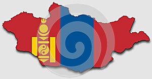 Map of Mongolia, Filled with the National Flag photo