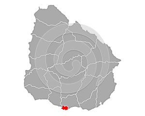 Map of Montevideo in Uruguay