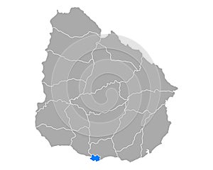 Map of Montevideo in Uruguay