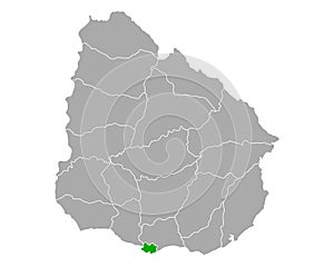 Map of Montevideo in Uruguay