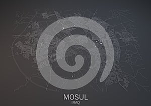 Map of Mosul, Iraq, satellite view
