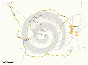 Map of Mount Uluru, Ayers Rock in the central Australian desert