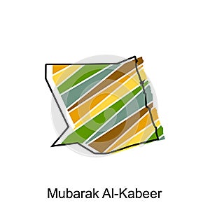 Map Mubarak Al Kabeer Design Template, Vector map of Kuwait Country with named governance and travel icons photo