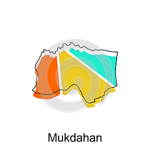Map of Mukdahan vector design template, national borders and important cities illustration, Stylized map of Thailand