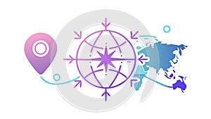 Map with Multiple Location Pins and Network, vector design Generative AI