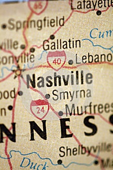 Map of Nashville Tennessee