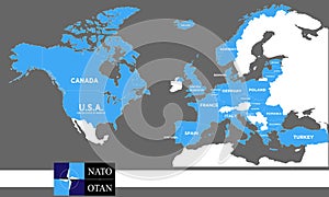 Map of NATO countries detailed illustrator design