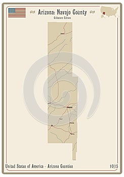 Map of Navajo County in Arizona