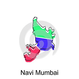 map of Navi Mumbai vector design template, national borders and important cities illustration