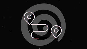 Map navigation glitch icon isolated on dark background. Outline web icon. Motion graphics.