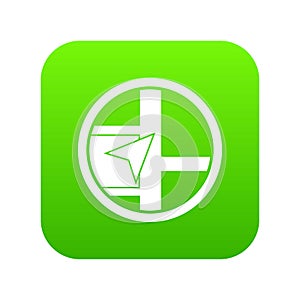 Map navigation icon digital green