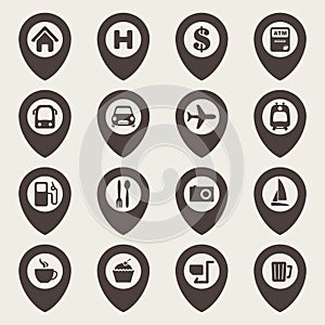 Map navigation icon set