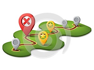 Map navigation icons isolated on white background