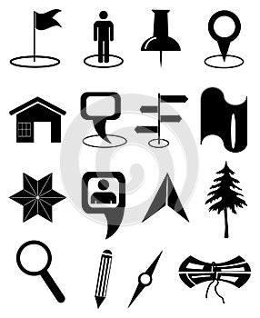 Map navigation icons set