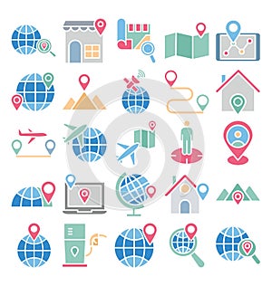 Map and Navigation Isolated Vector Icons set that can easily modify or edit