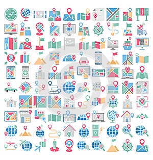 Map and Navigation Isolated Vector Icons set that can easily modify or edit