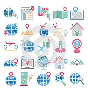 Map and Navigation Isolated Vector Icons set that can easily modify or edit Map and Navigation Isolated Vector Icons set that can