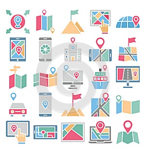 Map and Navigation Isolated Vector Icons set that can easily modify or edit