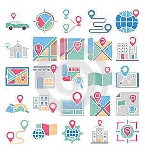 Map and Navigation Isolated Vector Icons set that can easily modify or edit